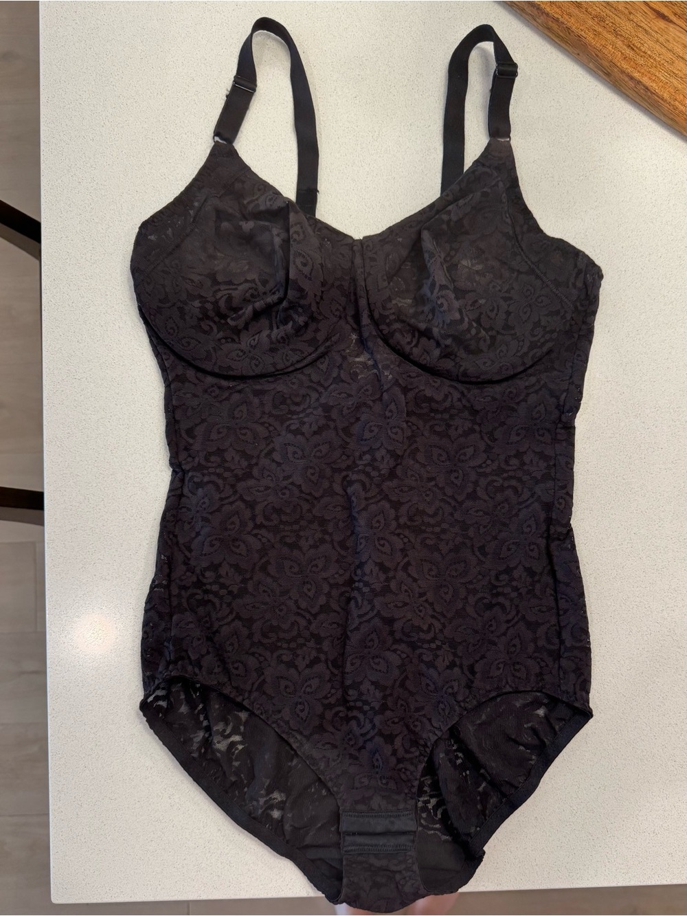 Bali- Black Lace Underwire Shapewear Bodysuit - Women Intimates
